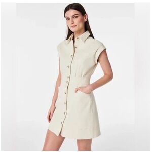 SPANX Utility Button Front Sleeveless Shirtdress Khaki Tan Womens Size XL new